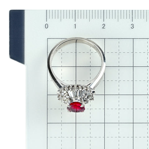 【中古】PT900 RUBY ルビーリング R1.21ct D0.57ct 8g #13.5