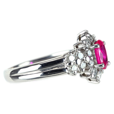 【中古】PT900 ルビーリング R0.52ct D0.51ct #8 5.5g
