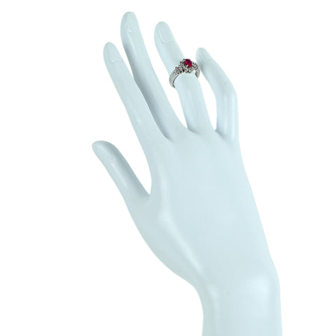 【中古】PT900 ルビーリング R0.52ct D0.51ct #8 5.5g