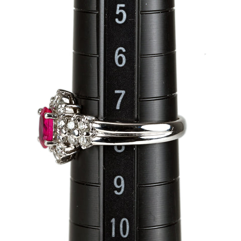 【中古】PT900 ルビーリング R0.52ct D0.51ct #8 5.5g