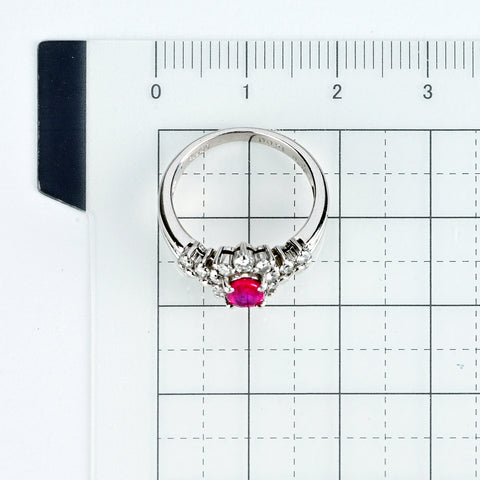 【中古】PT900 ルビーリング R0.52ct D0.51ct #8 5.5g