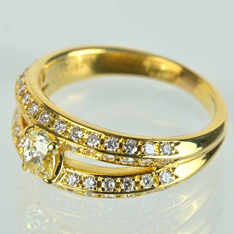 【中古】K18YG DIAMOND ダイヤモンドリング 0.45ct D0.59ct 7.4g #15