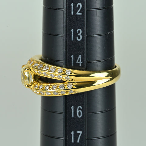 【中古】K18YG DIAMOND ダイヤモンドリング 0.45ct D0.59ct 7.4g #15