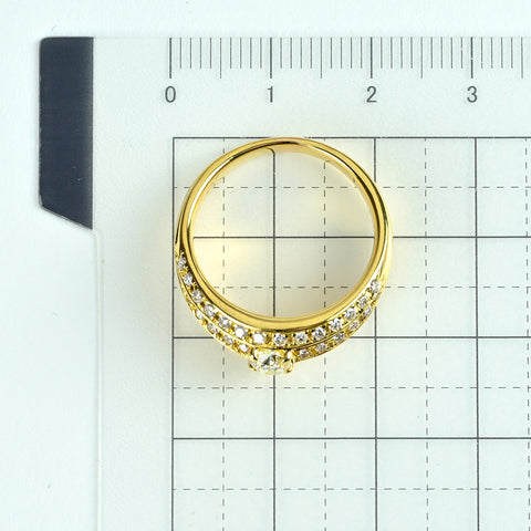 【中古】K18YG DIAMOND ダイヤモンドリング 0.45ct D0.59ct 7.4g #15