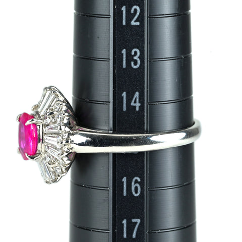 【中古】PT850 RUBY ルビーリング R0.90ct D0.84ct GGSソ 6.3g #15