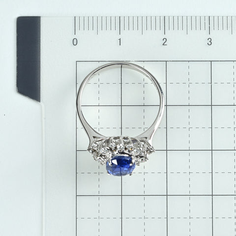 【中古】K18WG SAPPHIRE非加熱サファイアリング S1.98ct D0.40ct GRS鑑別書 3.8g #14