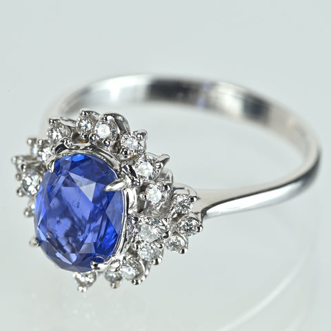 【中古】K18WG SAPPHIRE非加熱サファイアリング S1.98ct D0.40ct GRS鑑別書 3.8g #14