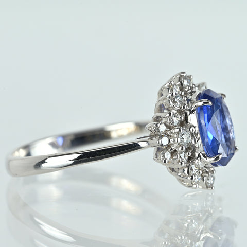 【中古】K18WG SAPPHIRE非加熱サファイアリング S1.98ct D0.40ct GRS鑑別書 3.8g #14