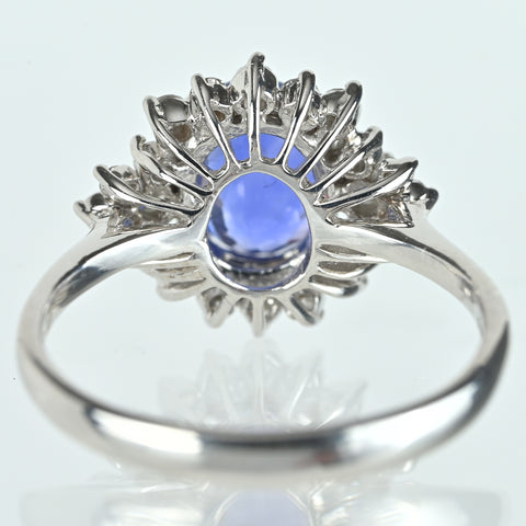 【中古】K18WG SAPPHIRE非加熱サファイアリング S1.98ct D0.40ct GRS鑑別書 3.8g #14