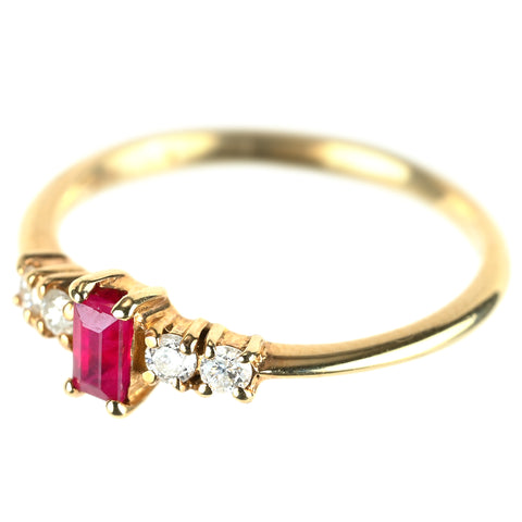 【中古】K10YG RUBY ルビーリング D0.10ct 1.3g #9