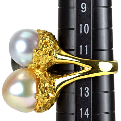 【中古】 K18YG SOUTH SEA PEARL 南洋パールリング 12.6mm 12.8mm 10.8mm 19.5g #12