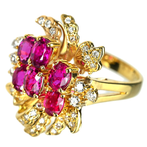 【中古】K18YG RUBY ルビーリング R2.52ct D0.39ct 7.4g #13