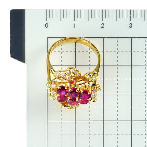 【中古】K18YG RUBY ルビーリング R2.52ct D0.39ct 7.4g #13
