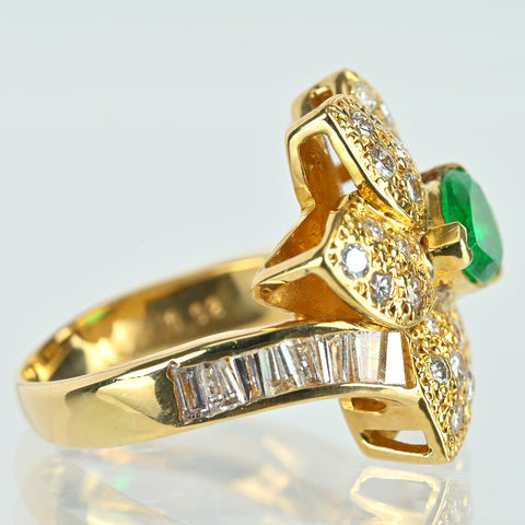 【中古】K18YG EMERALDエメラルドリング E0.92ct CGLソ 9.4g #10