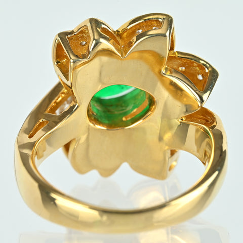【中古】K18YG EMERALDエメラルドリング E0.92ct CGLソ 9.4g #10