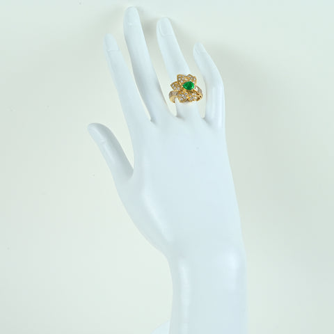 【中古】K18YG EMERALDエメラルドリング E0.92ct CGLソ 9.4g #10