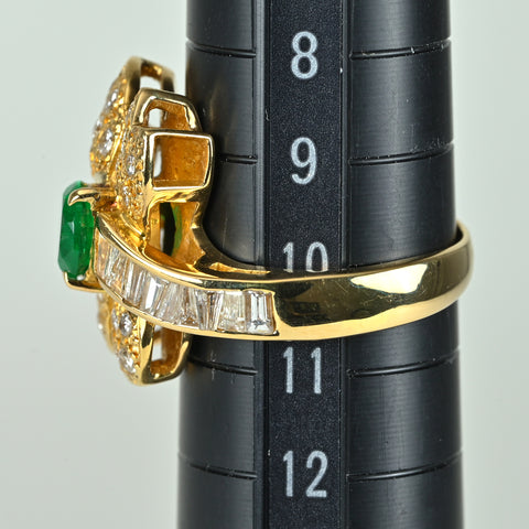 【中古】K18YG EMERALDエメラルドリング E0.92ct CGLソ 9.4g #10