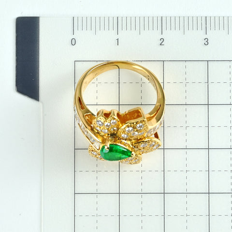 【中古】K18YG EMERALDエメラルドリング E0.92ct CGLソ 9.4g #10