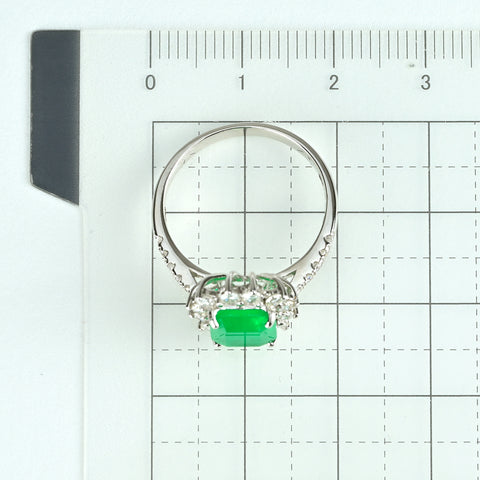 【中古】 K18WG EMERALDエメラルドリング E1.77ct D0.55ct 3.9g #14