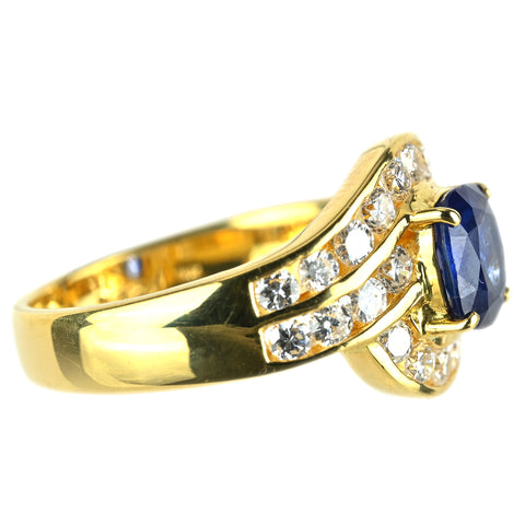 【中古】K18YG SAPPHIRE サファイアリング S1.42ct D0.92ct 7.2g #15
