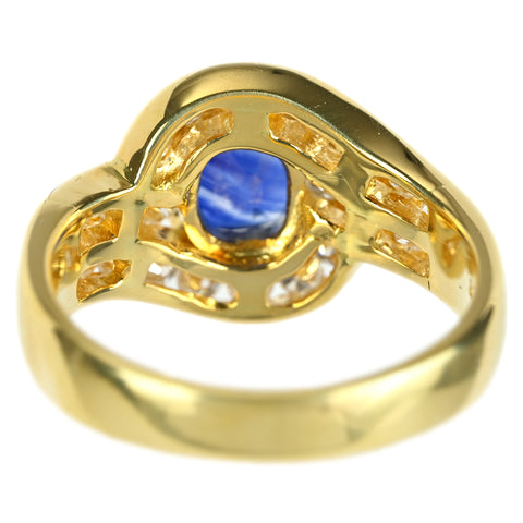 【中古】K18YG SAPPHIRE サファイアリング S1.42ct D0.92ct 7.2g #15