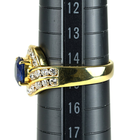 【中古】K18YG SAPPHIRE サファイアリング S1.42ct D0.92ct 7.2g #15