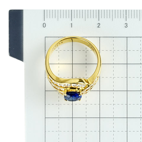 【中古】K18YG SAPPHIRE サファイアリング S1.42ct D0.92ct 7.2g #15
