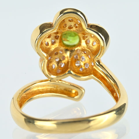 【中古】K18YG DEMANTOID GARNET デマントイドガーネットリング G0.69ct D0.70ct 日宝協鑑 6.4g #11.5