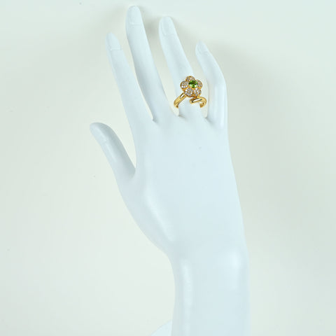 【中古】K18YG DEMANTOID GARNET デマントイドガーネットリング G0.69ct D0.70ct 日宝協鑑 6.4g #11.5