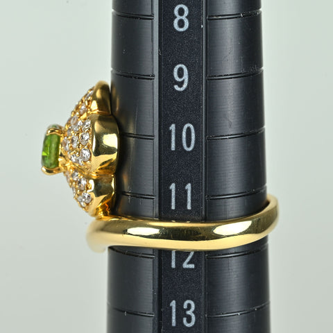 【中古】K18YG DEMANTOID GARNET デマントイドガーネットリング G0.69ct D0.70ct 日宝協鑑 6.4g #11.5