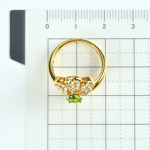 【中古】K18YG DEMANTOID GARNET デマントイドガーネットリング G0.69ct D0.70ct 日宝協鑑 6.4g #11.5