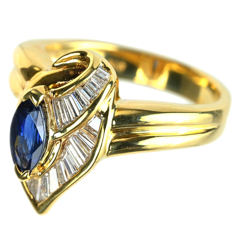 【中古】K18YG SAPPHIRE サファイアリング S0.73ct D0.38ct 7.0g #12