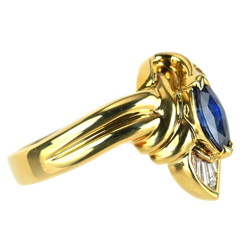 【中古】K18YG SAPPHIRE サファイアリング S0.73ct D0.38ct 7.0g #12