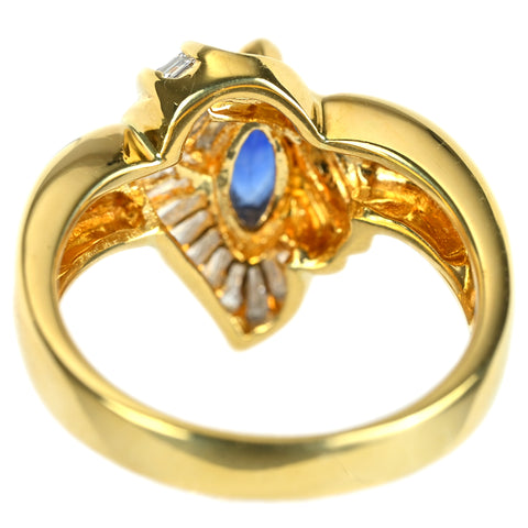 【中古】K18YG SAPPHIRE サファイアリング S0.73ct D0.38ct 7.0g #12