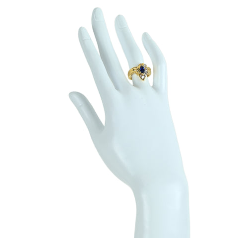 【中古】K18YG SAPPHIRE サファイアリング S0.73ct D0.38ct 7.0g #12