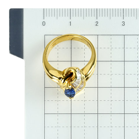 【中古】K18YG SAPPHIRE サファイアリング S0.73ct D0.38ct 7.0g #12