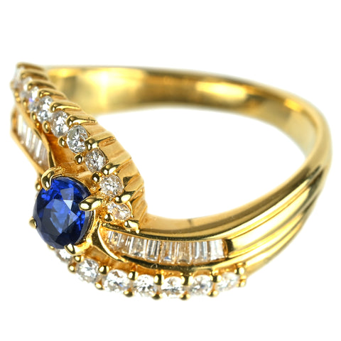 【中古】K18YG SAPPHIRE サファイアリング S0.25ct D0.44ct 4.8g #11