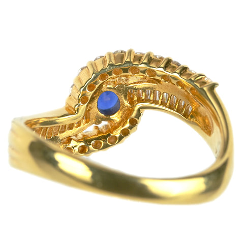 【中古】K18YG SAPPHIRE サファイアリング S0.25ct D0.44ct 4.8g #11