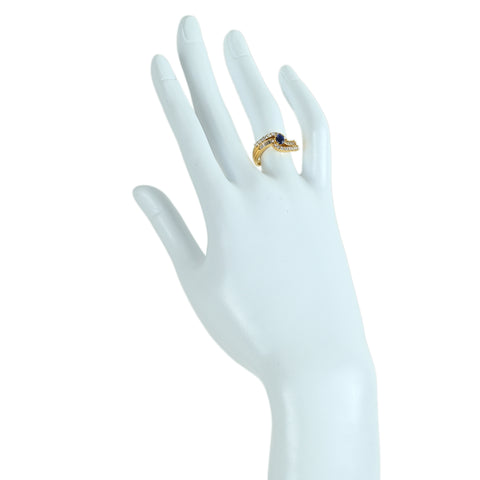 【中古】K18YG SAPPHIRE サファイアリング S0.25ct D0.44ct 4.8g #11