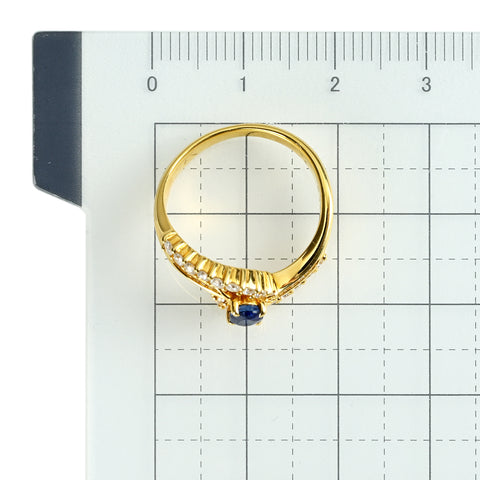 【中古】K18YG SAPPHIRE サファイアリング S0.25ct D0.44ct 4.8g #11