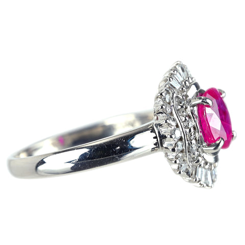 【中古】PT900 RUBYルビーリング R1.05ct D0.26ct 5.8g #13