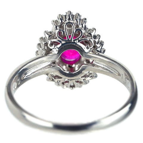 【中古】PT900 RUBYルビーリング R1.05ct D0.26ct 5.8g #13