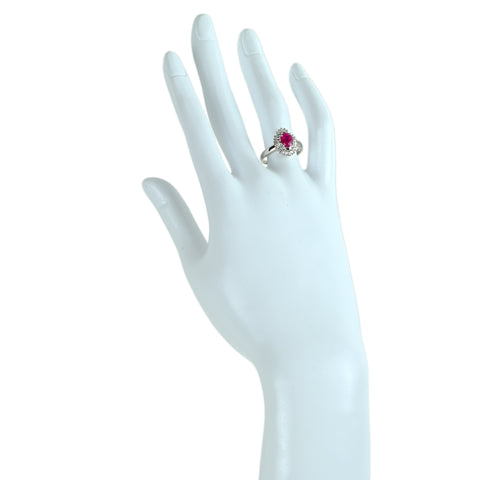 【中古】PT900 RUBYルビーリング R1.05ct D0.26ct 5.8g #13