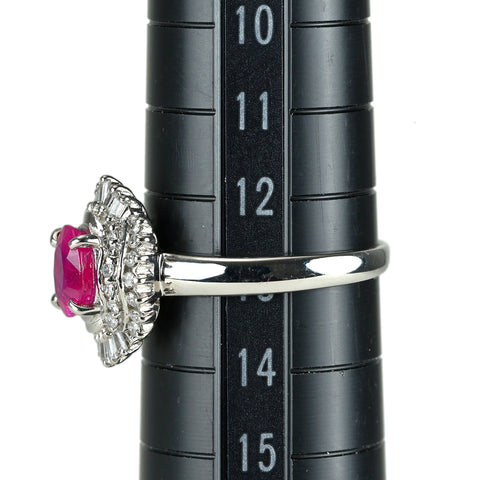 【中古】PT900 RUBYルビーリング R1.05ct D0.26ct 5.8g #13