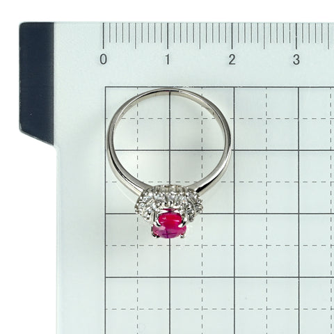 【中古】PT900 RUBYルビーリング R1.05ct D0.26ct 5.8g #13