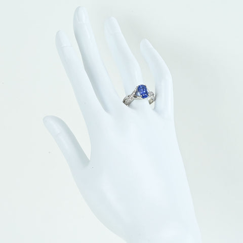 【中古】PT900 SAPPHIREスリランカ産 非加熱サファイアリング S2.56ct D0.11ct GIA鑑別書 6.4g #16
