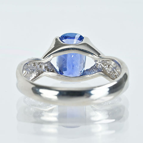 【中古】PT900 SAPPHIREスリランカ産 非加熱サファイアリング S2.56ct D0.11ct GIA鑑別書 6.4g #16
