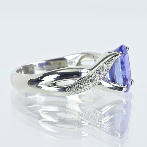 【中古】PT900 SAPPHIREスリランカ産 非加熱サファイアリング S2.56ct D0.11ct GIA鑑別書 6.4g #16