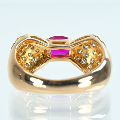【中古】 K18YG RUBYルビーリング 0.80ct D0.72ct 7.3g #16
