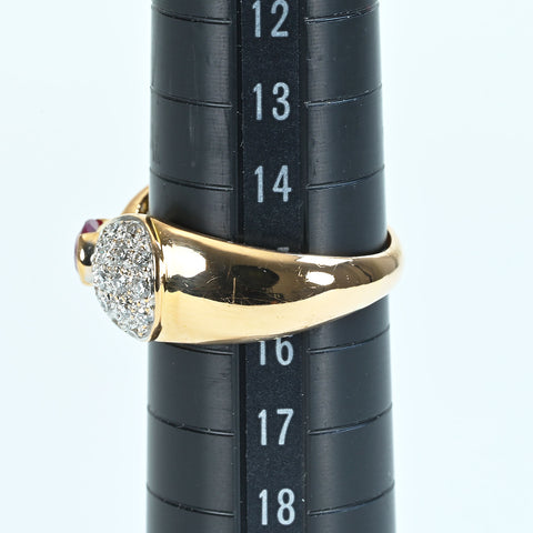【中古】 K18YG RUBYルビーリング 0.80ct D0.72ct 7.3g #16